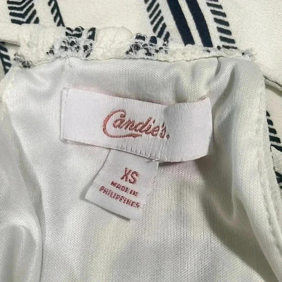 Candie’s Women’s Striped Blk/Wht Keyhole Halter Slit Bottom Maxi Dress SZ XS - Picture 6 of 11